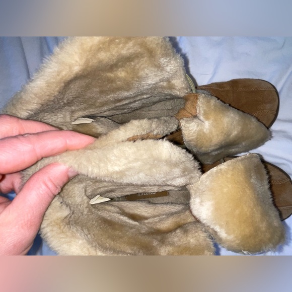 Bass Edson Winter Boots Tan Suede Leather Faux Fur Lining size 8.5 - Picture 7 of 11